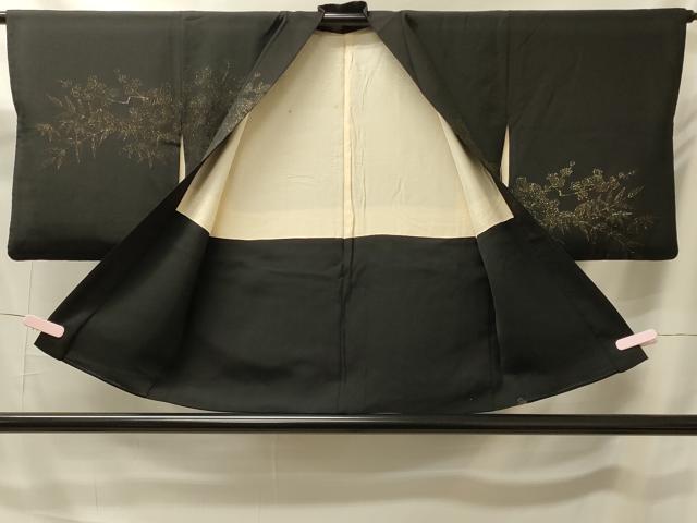 平和屋着物＃羽織　寿光織　枝垂れ花文　黒地　金糸　正絹　逸品　CABK3260in