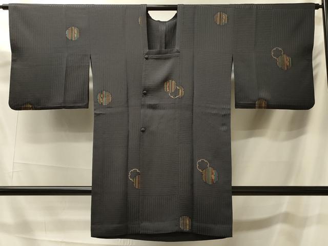 平和屋着物＃道行コート　単衣　雪輪枝葉文　金彩　ロング丈　正絹　逸品　CABK3262in