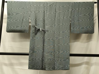 平和屋着物＃道中着　単衣　幾何学文様　ロング丈　正絹　逸品　CABK3265in