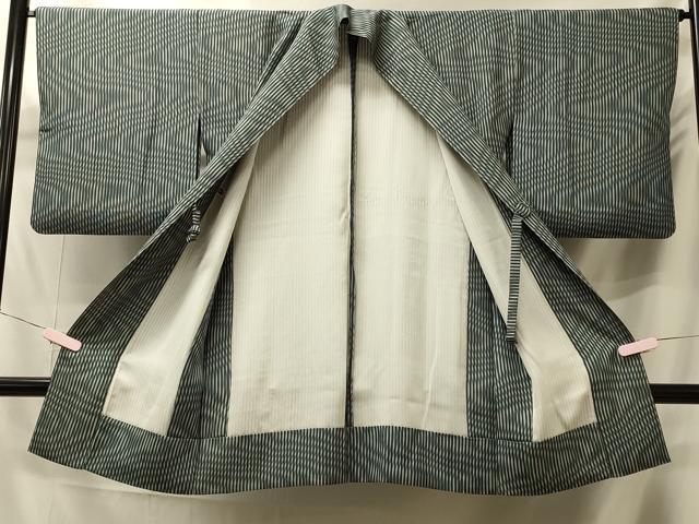 平和屋着物＃道中着　単衣　幾何学文様　ロング丈　正絹　逸品　CABK3265in