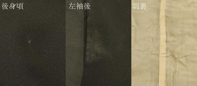 平和屋着物＃羽織　草花文　黒地　正絹　逸品　CABK3270in