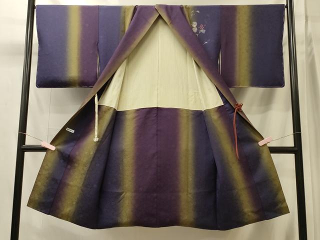 平和屋着物＃道中着　間道　南天文　暈し染め　ロング丈　正絹　逸品　未使用　CABK3275in
