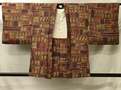 平和屋着物＃羽織 ろうけつ染め 幾何学文様 正絹 逸品 CABK3281in