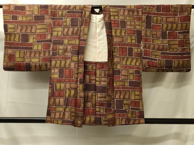 平和屋着物＃羽織 ろうけつ染め 幾何学文様 正絹 逸品 CABK3281in