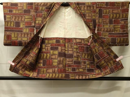 平和屋着物＃羽織 ろうけつ染め 幾何学文様 正絹 逸品 CABK3281in