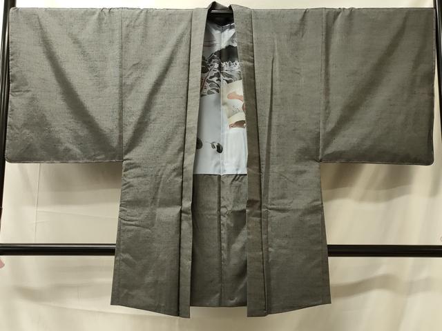 平和屋着物＃男性 男彩匠御召 長羽織 縞 反端付き 正絹 逸品 未使用 CABK3283in