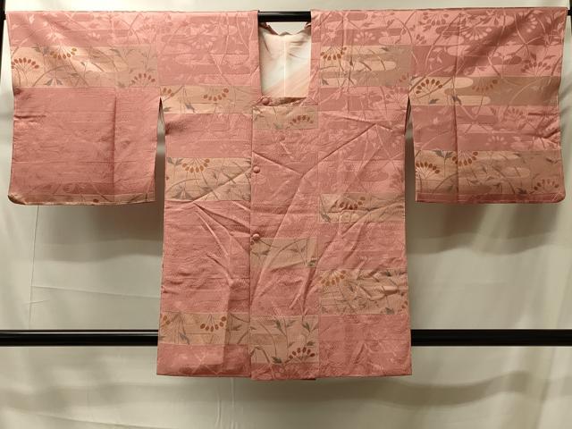 平和屋着物＃道行コート　地紋起こし　草葉文　正絹　逸品　未使用　CABK3289in