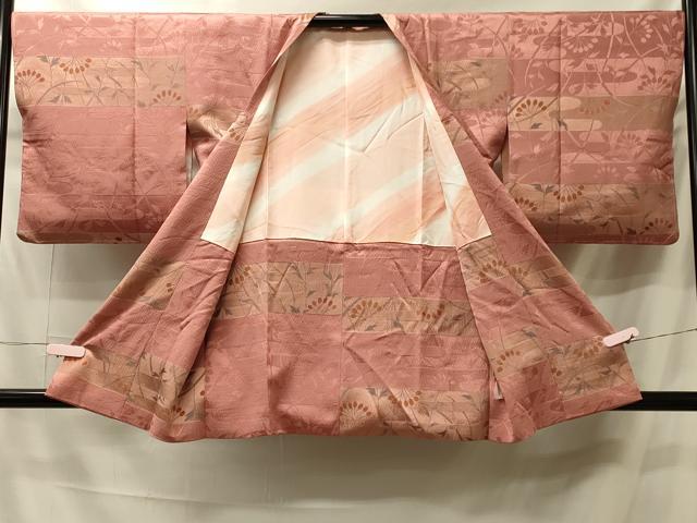 平和屋着物＃道行コート　地紋起こし　草葉文　正絹　逸品　未使用　CABK3289in