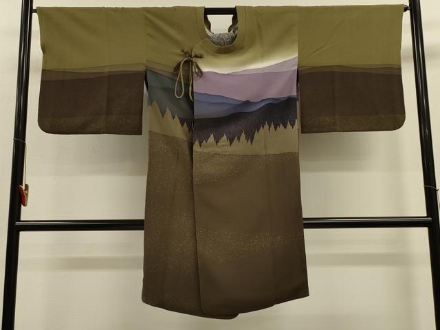 平和屋着物＃コート作家　三本賢　道行コート　風景文　暈し染め　ロング丈　正絹　逸品　CABK3291in