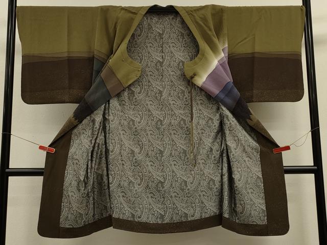 平和屋着物＃コート作家　三本賢　道行コート　風景文　暈し染め　ロング丈　正絹　逸品　CABK3291in