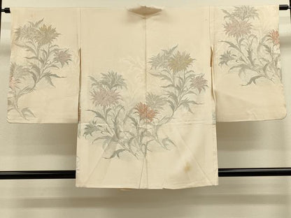 平和屋着物＃羽織 寿光織 草花文 金銀糸 正絹 逸品 CABK3294in