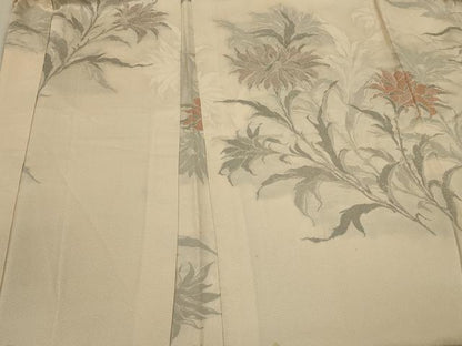 平和屋着物＃羽織 寿光織 草花文 金銀糸 正絹 逸品 CABK3294in