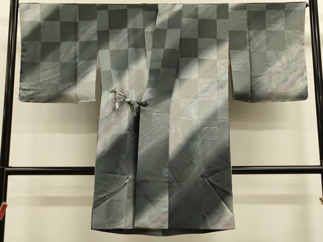 平和屋着物＃染色家 岩浅公展　道中着　市松霞文　暈し染め　伊と幸　証紙付き　ロング丈　正絹　逸品　未使用　CABK3298in