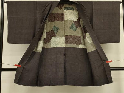 平和屋着物＃男性　長羽織　幾何学文様　正絹　逸品　CABK3299in