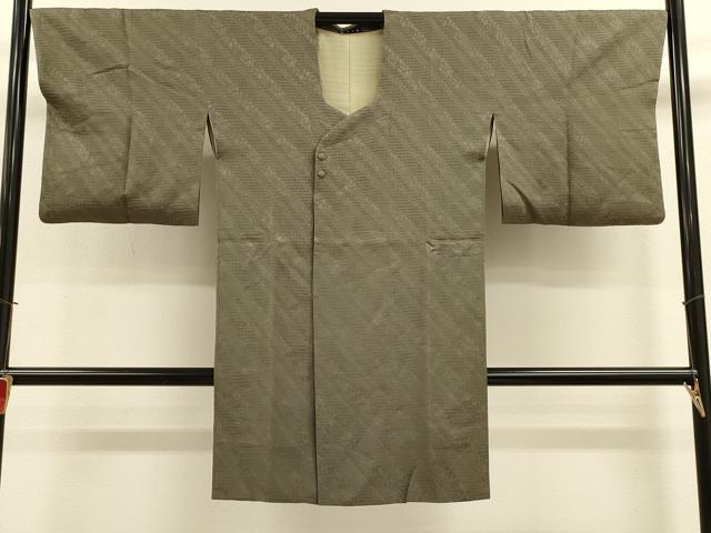 平和屋着物＃道行コート　色無地　草花地紋　海松色　鈴乃屋扱い　ロング丈　正絹　逸品　CABK3301in
