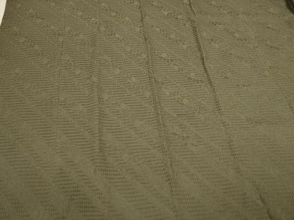 平和屋着物＃道行コート　色無地　草花地紋　海松色　鈴乃屋扱い　ロング丈　正絹　逸品　CABK3301in