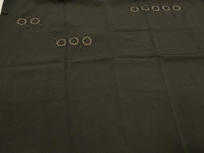 平和屋着物＃道行コート　総刺繍　格子正倉院花文　黒地　金糸　正絹　逸品　CABK3305in