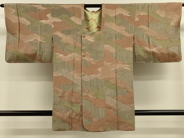 平和屋着物＃道行コート　地紋起こし　雲霞文　正絹　逸品　未使用　CABK3308in