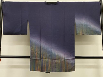 平和屋着物＃道行コート　樹林文　暈し染め　伊と幸　反端付き　ロング丈　正絹　逸品　CABK3309in