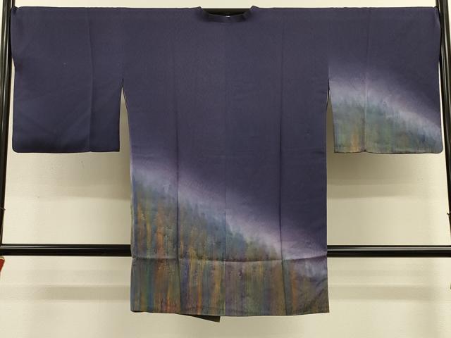 平和屋着物＃道行コート　樹林文　暈し染め　伊と幸　反端付き　ロング丈　正絹　逸品　CABK3309in