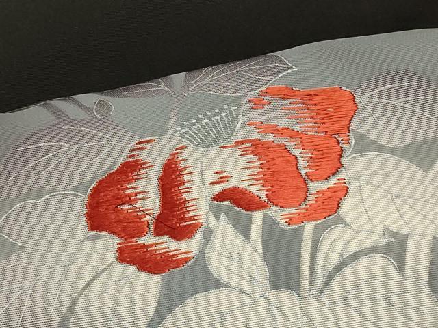 平和屋着物＃羽織　刺繍　草花文　暈し染め　黒地　正絹　逸品　CABK3310in