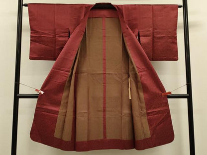 平和屋着物＃道行コート　雨コート　単衣　霞文　ロング丈　正絹　逸品　CABK3311in