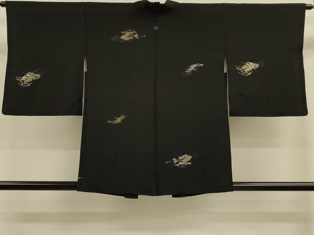 平和屋着物＃羽織 寿光織 霞文 黒地 金銀糸 正絹 逸品 CABK3313in