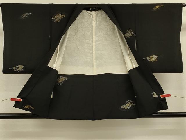 平和屋着物＃羽織 寿光織 霞文 黒地 金銀糸 正絹 逸品 CABK3313in