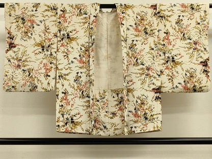 平和屋着物＃羽織　ろうけつ染め　草花文　正絹　逸品　CABK3317in