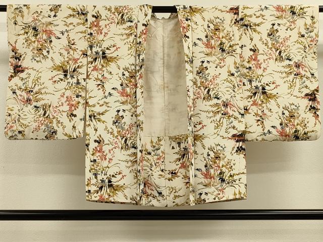 平和屋着物＃羽織　ろうけつ染め　草花文　正絹　逸品　CABK3317in