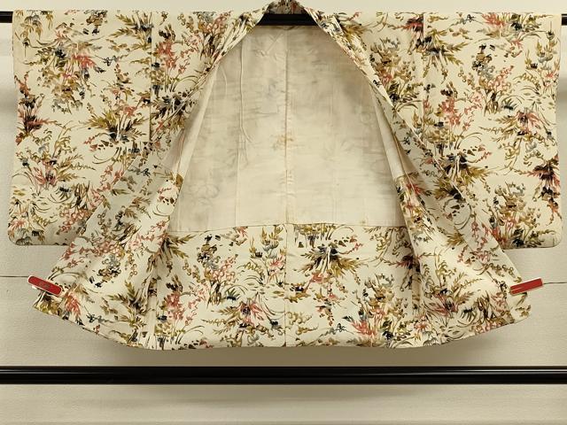 平和屋着物＃羽織　ろうけつ染め　草花文　正絹　逸品　CABK3317in
