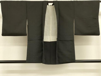 平和屋着物＃羽織 寿光織 草花文 黒地 金糸 正絹 逸品 CABK3318in