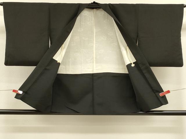 平和屋着物＃羽織 寿光織 草花文 黒地 金糸 正絹 逸品 CABK3318in