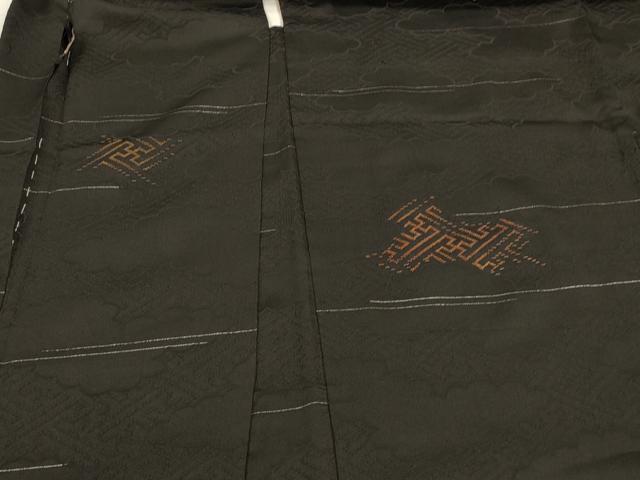 平和屋着物＃羽織 刺繍 紗綾形文 黒地 金銀糸 正絹 逸品 CABK3319in