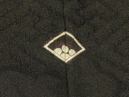 平和屋着物＃羽織 刺繍 紗綾形文 黒地 金銀糸 正絹 逸品 CABK3319in