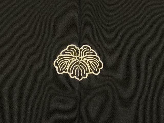 平和屋着物＃道行コート　寿光織　草葉文　黒地　金糸　正絹　逸品　CABK3321in