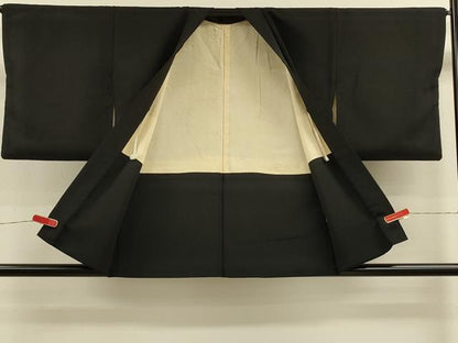 平和屋着物＃羽織 寿光織 舞葉文 黒地 金糸 正絹 逸品 CABK3324in