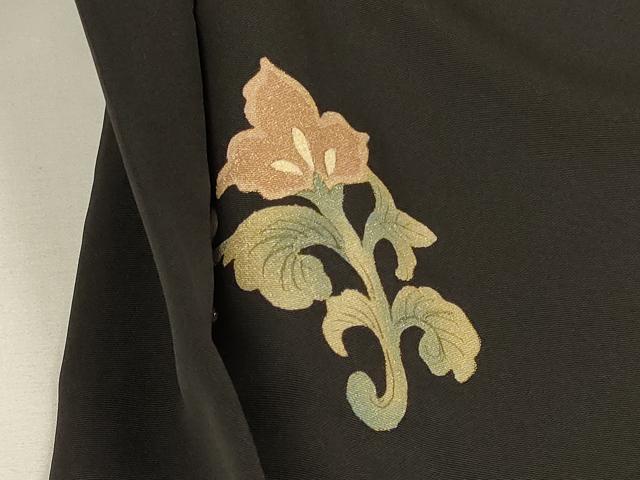 平和屋着物＃羽織 色紙重ね花鳥文 黒地 金彩 正絹 逸品 CABK3334in