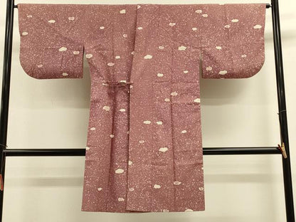 平和屋着物＃道中着　紬地　ろうけつ染め　霞文　ロング丈　正絹　逸品　CABK3336in