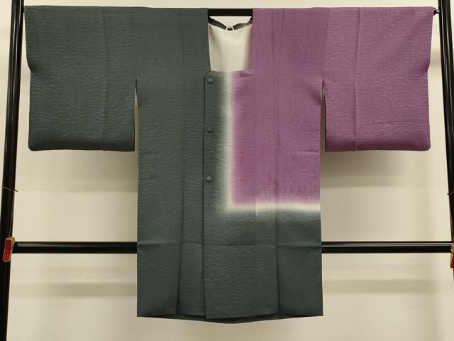 平和屋着物＃道行コート　幾何学文様　暈し染め　ロング丈　正絹　逸品　CABK3337in
