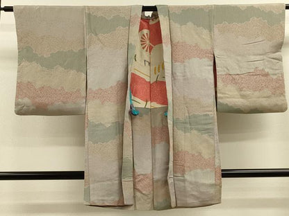 平和屋着物＃長羽織 寿光織 吉祥霞文 金銀糸 正絹 逸品 CABK3338in