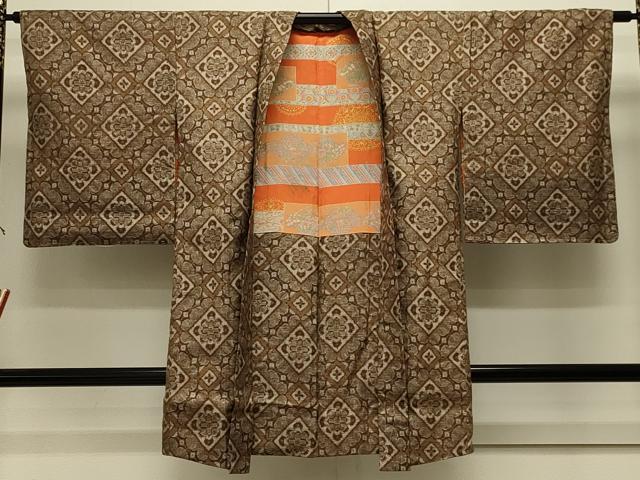 平和屋着物＃本場大島紬　龍郷絣　羽織　花菱文　正絹　逸品　未使用　CABK3341in