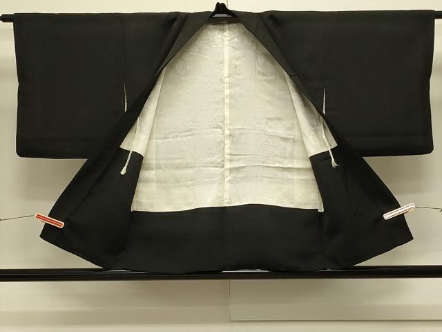 平和屋着物＃羽織　総刺繍　流水草花文　黒地　正絹　逸品　CABK3346in