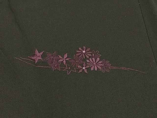 平和屋着物＃羽織　総刺繍　流水草花文　黒地　正絹　逸品　CABK3346in