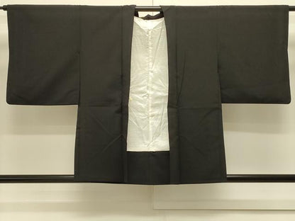 平和屋着物＃羽織　総刺繍　草花文　黒地　正絹　逸品　CABK3349in