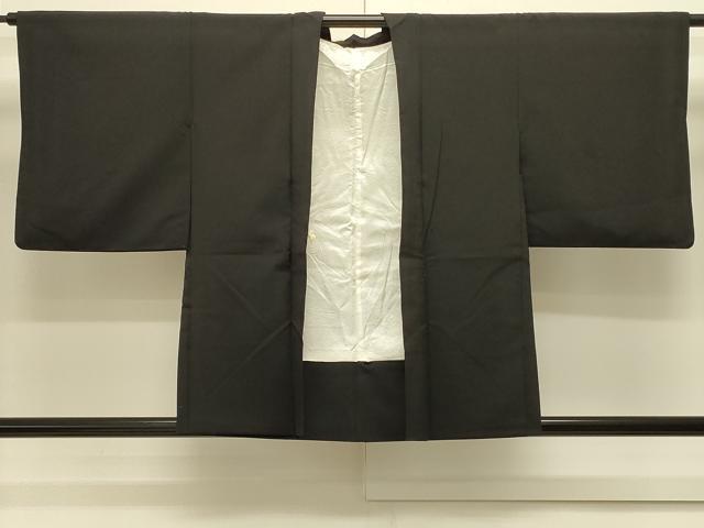 平和屋着物＃羽織　総刺繍　草花文　黒地　正絹　逸品　CABK3349in