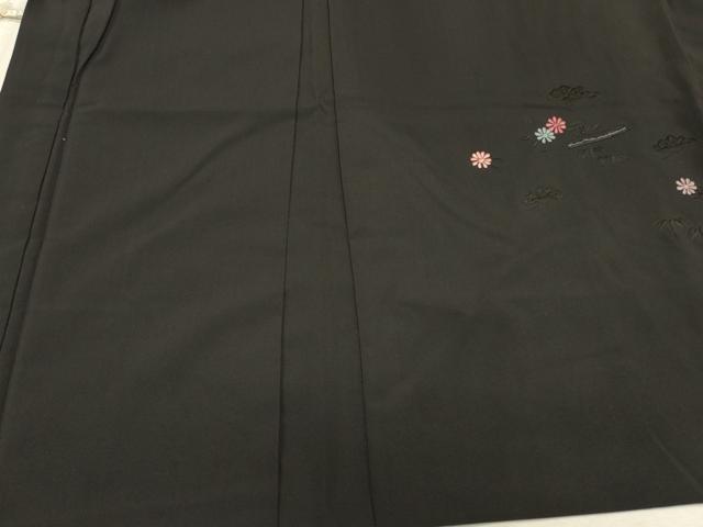 平和屋着物＃羽織　総刺繍　草花文　黒地　正絹　逸品　CABK3349in