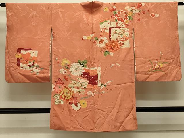 平和屋着物＃アンティーク 大正ロマン 長羽織 刺繍 色紙風景花文 金彩 正絹 逸品 CABK3357in