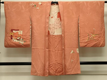 平和屋着物＃アンティーク 大正ロマン 長羽織 刺繍 色紙風景花文 金彩 正絹 逸品 CABK3357in