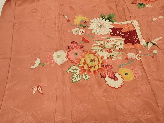 平和屋着物＃アンティーク 大正ロマン 長羽織 刺繍 色紙風景花文 金彩 正絹 逸品 CABK3357in
